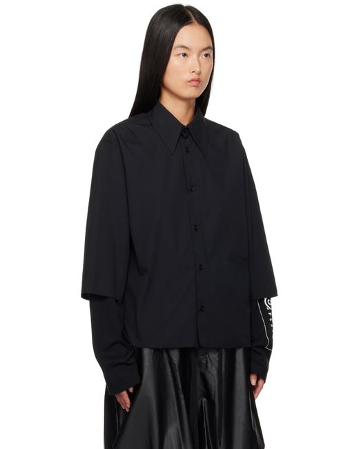 MM6 by Maison Martin Margiela コットンポプリン 長袖シャツ Black