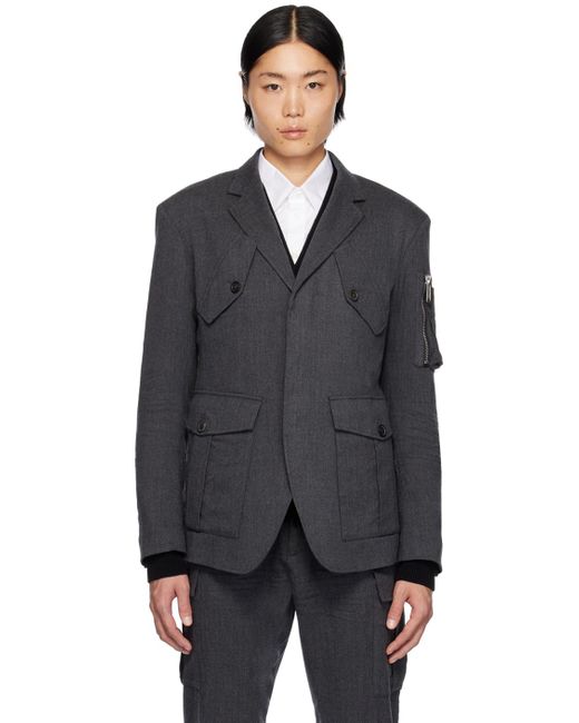 DSquared² Black Gray Uniform Blazer for men
