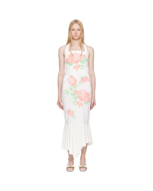YUHAN WANG Black Ssense Exclusive Rose Printed Halterneck Midi Dress