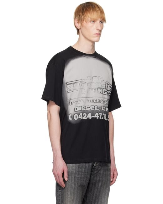 【DIESEL】T-BOXT-R15 Tシャツ Men's T-shirt with blowout logo graphic | Black | Diesel