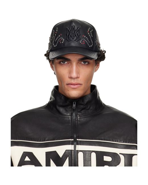 Amiri Black Ma Stud Leather Cap for men