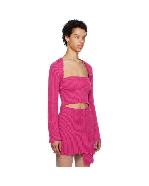 MM6 by Maison Margiela Pink Raw Edge Cardigan