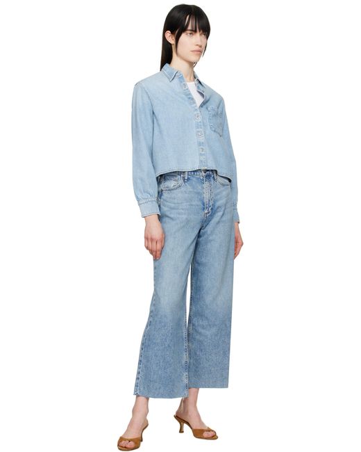 Rag & Bone Blue Featherweight Cropped Maxine Denim Shirt