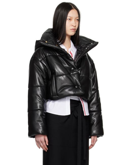 Nanushka Black Aveline Vegan Leather Puffer Jacket