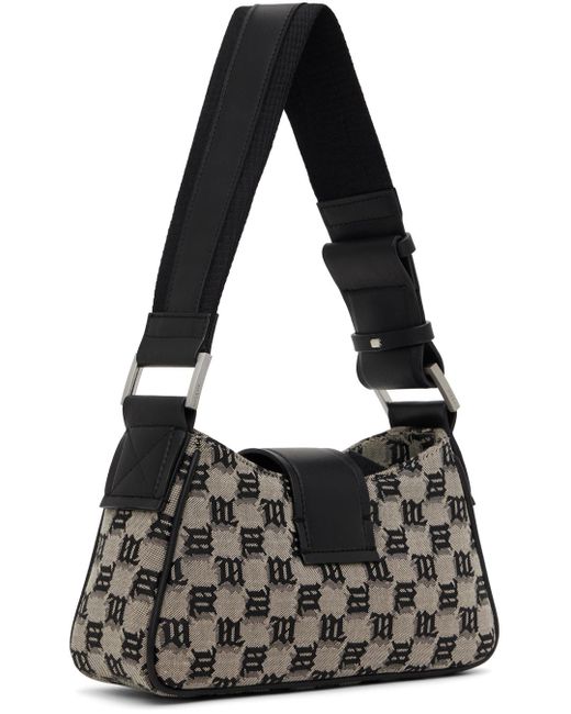 M I S B H V Taupe & Black Small Monogram Shoulder Bag