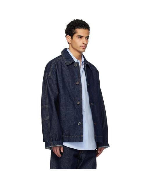 Dries Van Noten Blue Heavyweight Denim Jacket for men