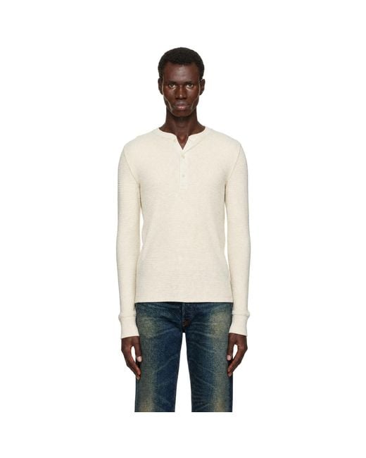 RRL Natural Waffle-Knit Henley for men