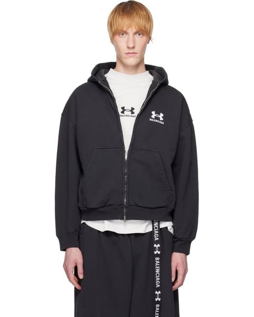 メンズ Balenciaga ブラック Under Armourエディション ジップアップフーディ Black