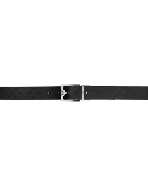 Emporio Armani Black Leather Reversible Belt for men
