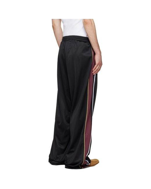 Martine Rose Black Burgundy Wide Leg Track Pants for men