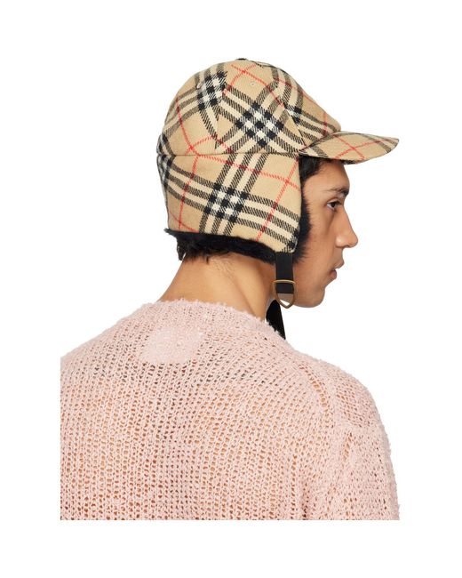 Burberry Natural Check Wool Trapper Cap for men
