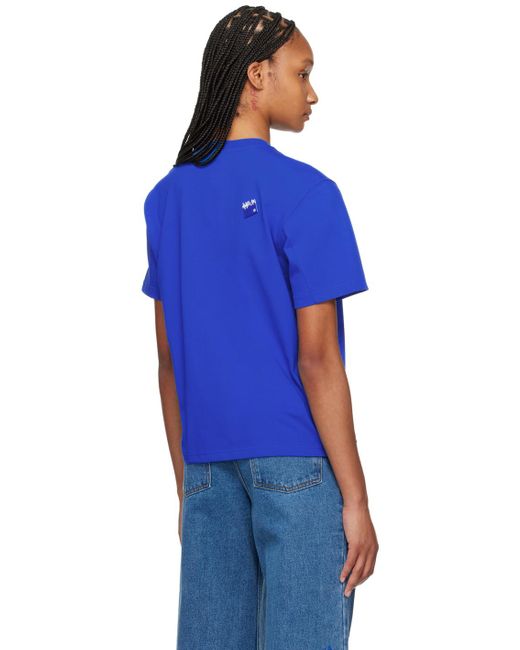 T-shirt bleu à étiquette à logo - significant Adererror en coloris Blue