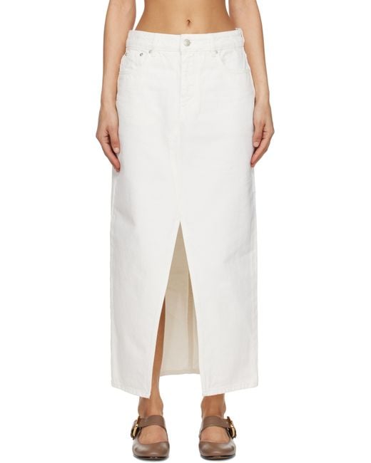 Holzweiler White Slim-Fit Denim Maxi Skirt