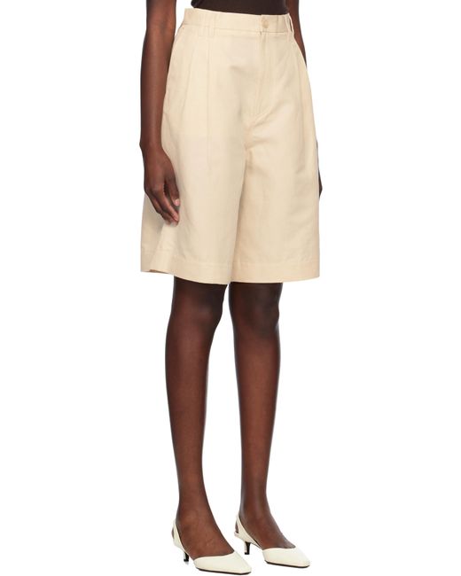 Filippa K Natural Relaxed Pleated Cotton Linen Shorts