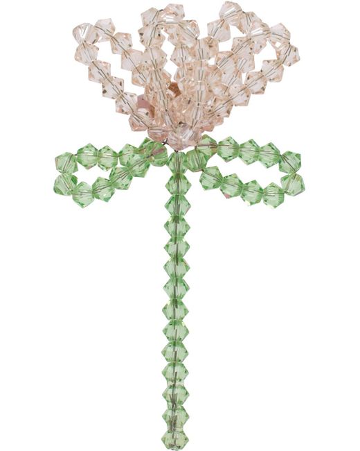Bijou d'oreille unique rose et vert à ornement et à perles Simone Rocha en coloris Green