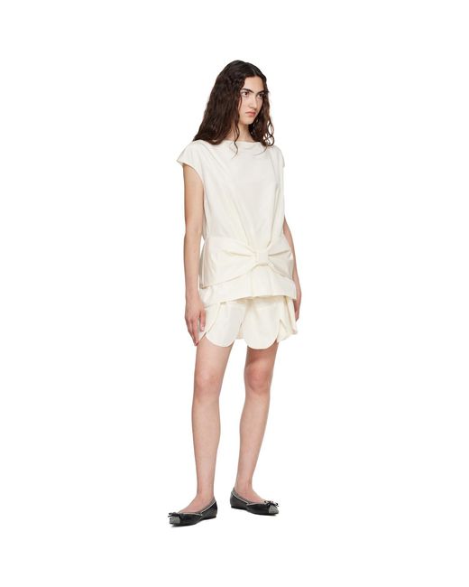 Simone Rocha White Off- Boxy Peplum Bow Detail Blouse