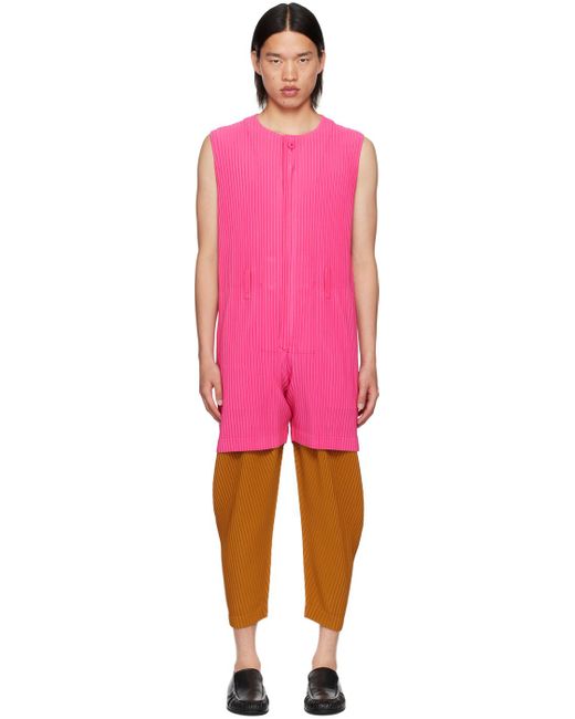 Homme Plissé Issey Miyake Pink Colorful Pleats Jumpsuit for men