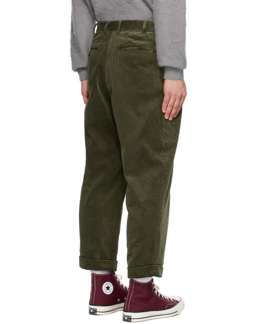 Beams Plus Green Pleated Trousers for men