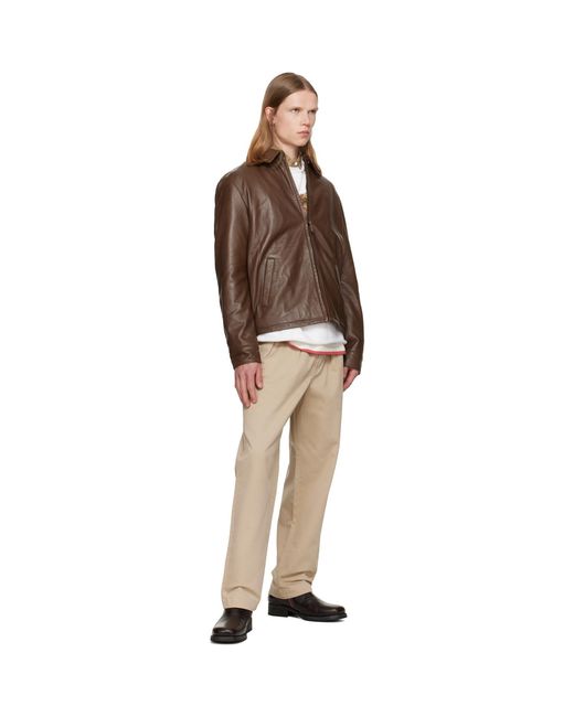 Polo Ralph Lauren Brown 'The Bayville' Leather Jacket for men