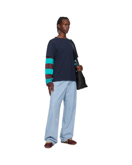 Dries Van Noten Blue Pleated Jeans for men