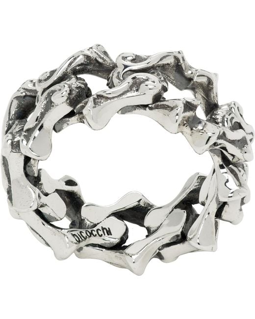Emanuele Bicocchi Metallic Arabesque Sharp Link Ring for men