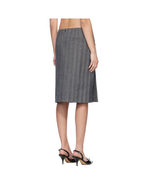 Ferragamo Black Chenille Pencil Double Slit Midi Skirt