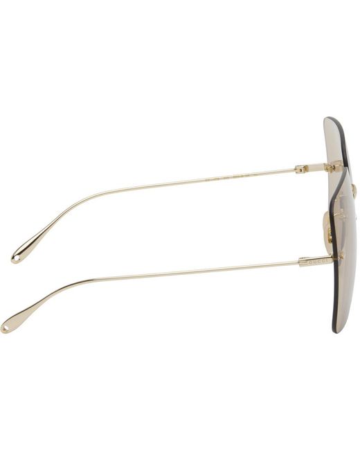 Gucci Black Gold Oversized Square Rimless Sunglasses