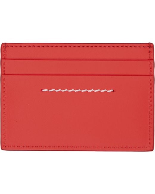MM6 by Maison Margiela Red Numeric Leather Card Holder