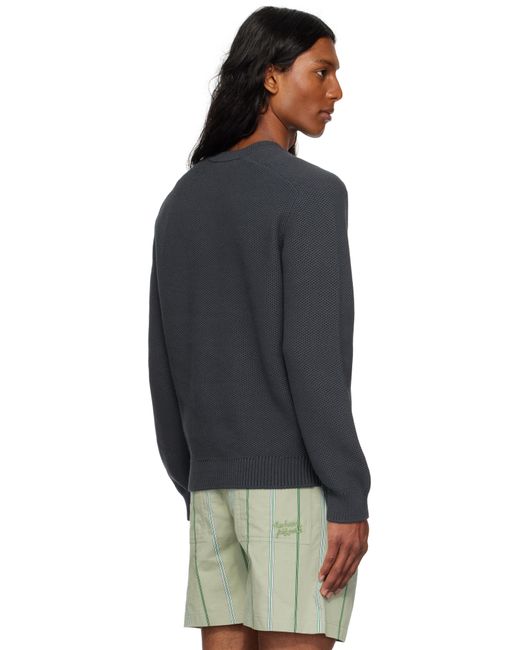 Maison Kitsuné Black 'Kitsuné' Varsity Embroidered Mesh Sweater for men