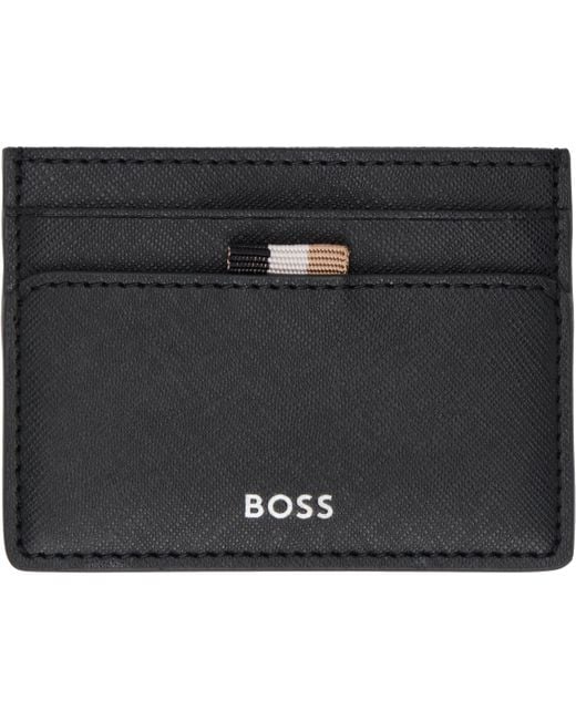 Boss Black Leather Card Holder for men