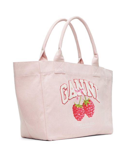 Ganni Pink Trapeze Strawberry Shopper Tote