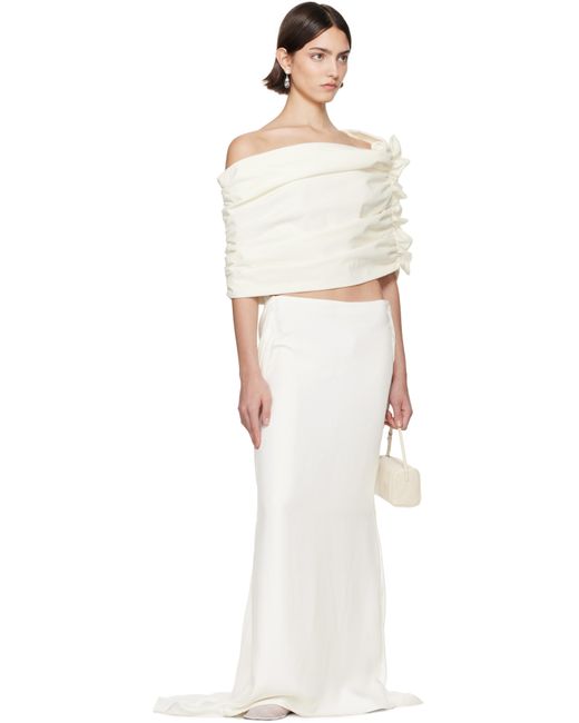 Colleen Allen White Ssense Exclusive Bridal Capsule Silk Bustle Maxi Skirt