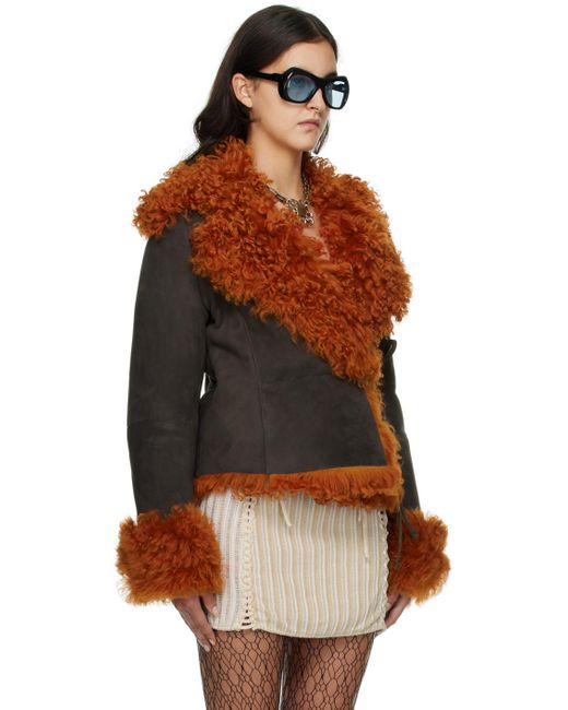 Acne Brown Cropped Shearling Jacket
