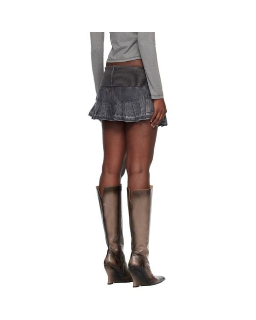 Miss Sixty Gray Knwls Edition Ruffled Denim Miniskirt