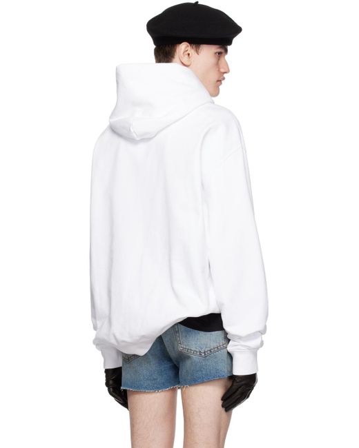 Maison Margiela White Embroidered Hoodie for men