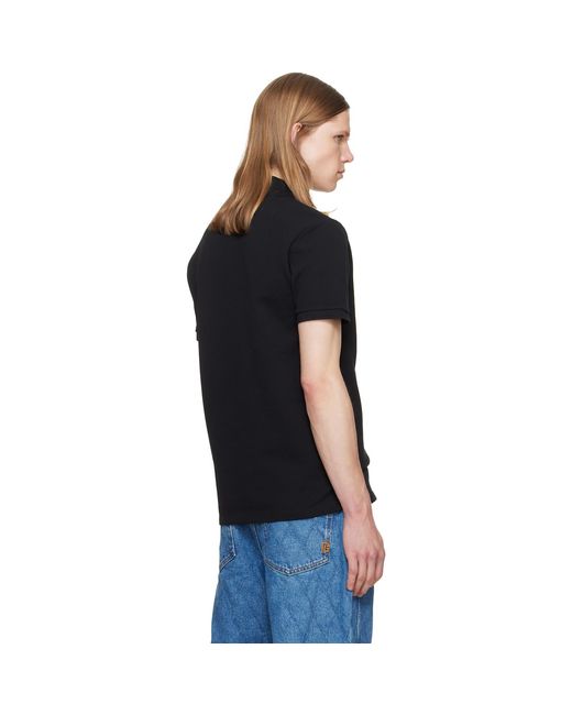 Balmain Black Embroidered Cotton Polo for men