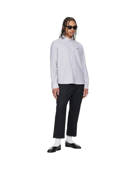 AMI Black Cotton Ami De Coeur Oxford Shirt for men
