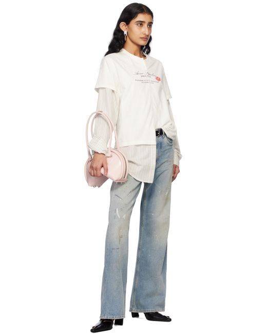 T-Shirt Étagé Blanc Cassé Acne en coloris White