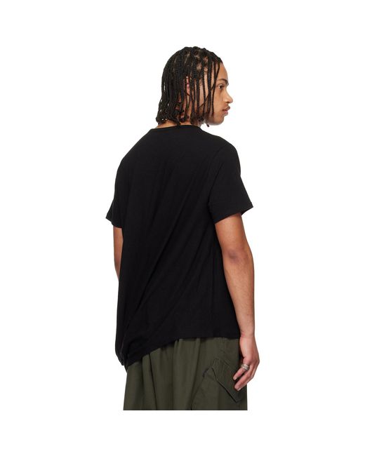 Yohji Yamamoto Black Drape Short Sleeve T-Shirt for men