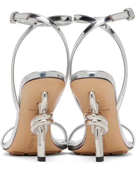 Bottega Veneta Metallic Silver Knot Sandals