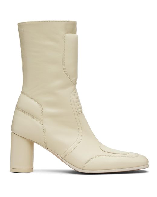 MM6 by Maison Margiela Natural Off- Biker Ankle Boots