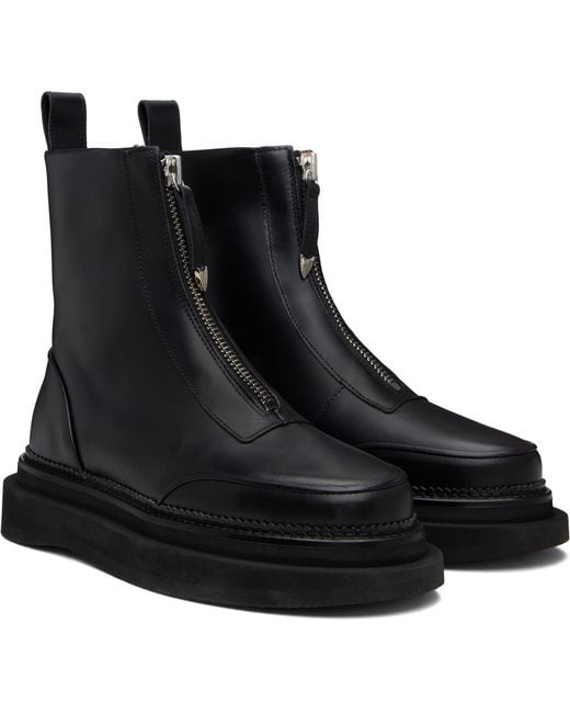 Toga Virilis Black Leather Aj1430 Zip-Up Boots for men