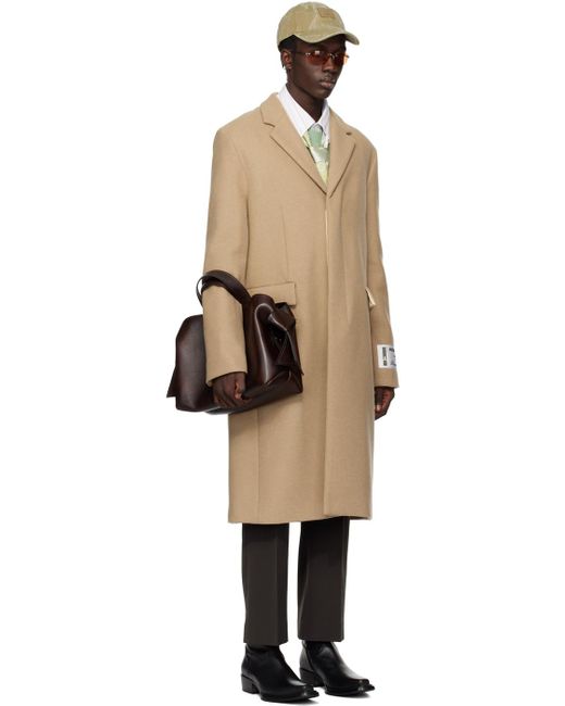 Manteau brun clair à simple boutonnage Acne pour homme en coloris Black
