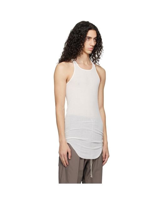 Rick Owens White Temple Basic Rib Tank Top for men