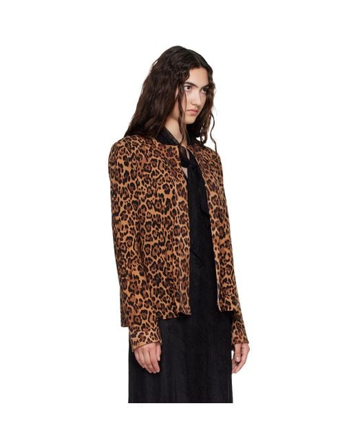 Anna Sui Brown Tan Leopard Cardigan