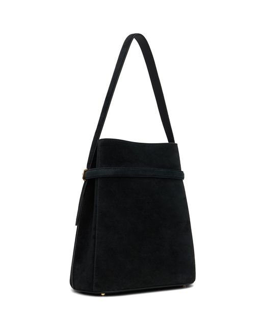 Totême Black Belted Suede Bucket Bag