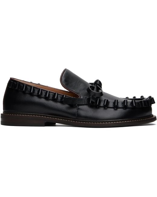 J.W. Anderson Black Ruffle Leather Slip-On Loafers for men