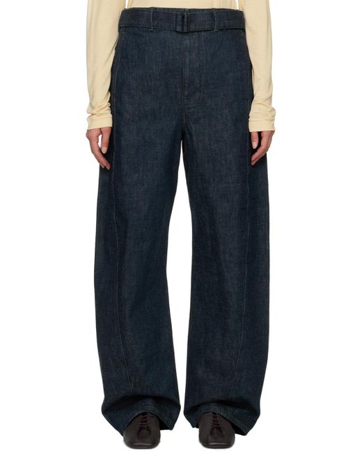 Lemaire Blue Twisted Belted Jeans