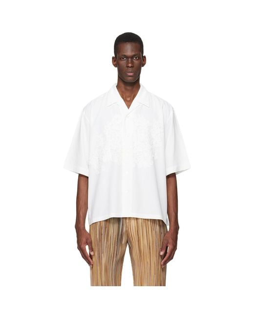 Homme Plissé Issey Miyake White Embroidery Press Shirt for men