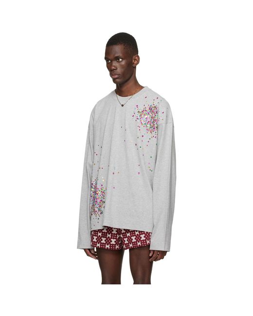 Dries Van Noten Multicolor Embellished Long Sleeve T-Shirt for men